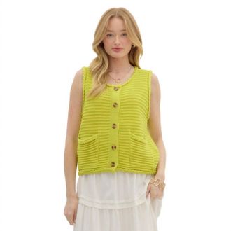 Entro Chartreuse Fashion Vest In Yellow