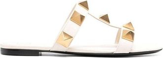 Valentino Garavani White Calfskin Flat Womens Sandals