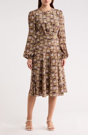 Longchamp Long Sleeve Silk Dress in Honey at Nordstrom Rack, Size 10 Us / 42 Fr