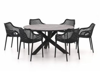 Forza Furniture Forza Ripi/Fidenza &oslash;149cm dining tuinset 7-delig stapelbaar