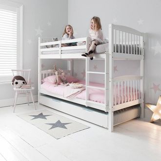 N&ouml;a & Nani Brighton Bunk Bed with Spacesaver Pull out Trundle in White | Size: Single
