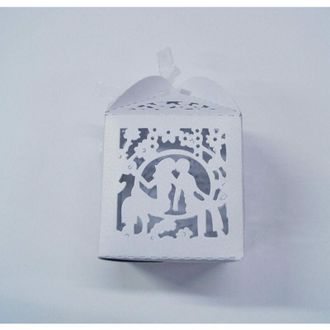 Trade Shop Trade Shop - Set 12 Pezzi Bomboniera Bomboniere Scatola Sposi Bianco 5.5x5.5x8cm Matrimonio