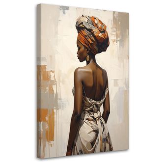 Feeby Impresi&oacute;n De Imagen, Retrato Africano De Una Mujer En Estilo &Eacute;tnico En Tonos Beige Y Marr&oacute;n, 80x120