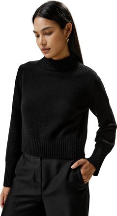 LilySilk Ribbed Collar and Hemline Wool Cashmere Sweater for Women