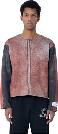Gallery Dept. Raw-Edge Zip-Print Top - Heren - Vesten met rits - Bruin - XS - Katoen - Hoodies & sweatvesten
