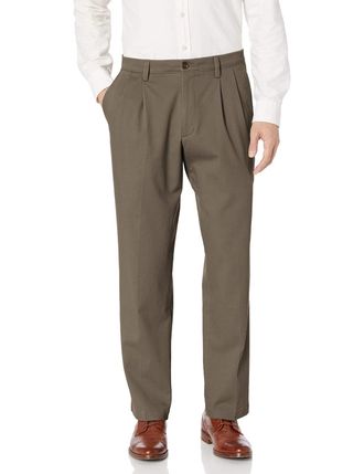 Dockers Signature Khakis Pants Mens Dark Pebble Classic Fit Office UPS1016