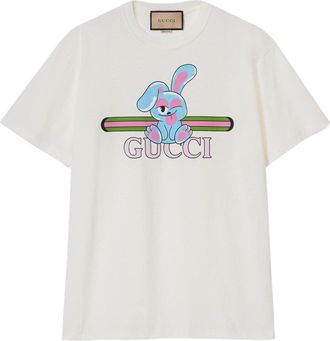 Gucci (WMNS) Gucci Cotton Jersey Printed T-Shirt Off White 776596-XJGHQ-9095