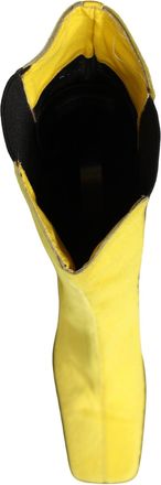 Dolce & Gabbana Yellow Black Leather Knee High Boots Womens Shoes (Pre-Owned)