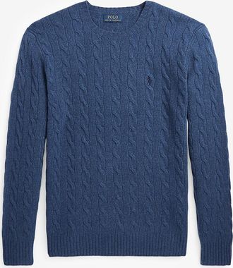 Polo Ralph Lauren Zopfstrick-Rundhalspullover aus Wolle und Kaschmir Pony