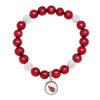 Honora Arizona Cardinals Stretch Pearl & Crystal Bracelet In Red