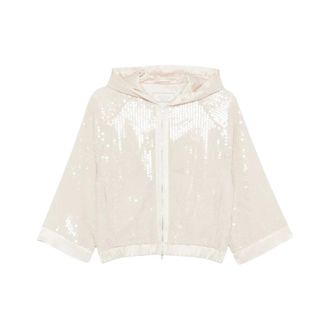 PESERICO Hoodies & sweatvesten, Dames, Beige, S, Polyester, Zip-through capuchonjack