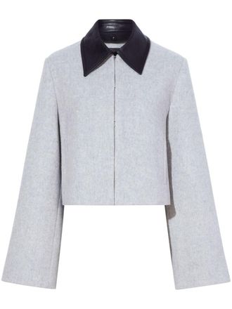 Proenza Schouler Giacca crop con colletto in pelle Bridget - Grigio