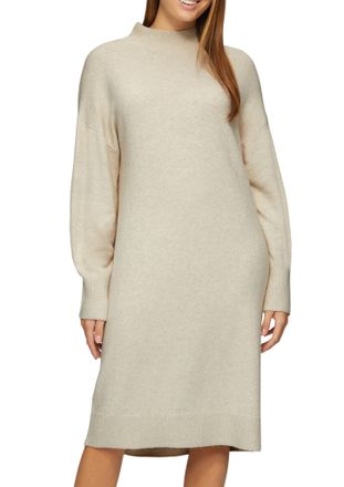s.Oliver Strickkleid S.OLIVER, Damen, Gr. 42, N-Gr, beige, Strick, Obermaterial: 50% Baumwolle, 25% Polyamid, 14% Polyacryl, 8% Wolle, 3% Elasthan, unifarben, 