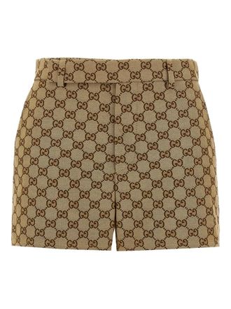 Gucci Canvas shorts met GG-print - Beige
