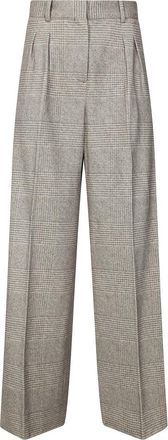 Circolo 1901 Geruite Dubbele Plooi Broek - Dames - Wijde Broeken - Bruin - L - Broeken