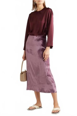 Vince Velvet Midi Skirt In Purple