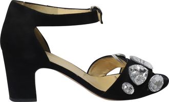 Bionda Castana Kristalverzorgde Maggie Sandalen in Zwarte Su&egrave;de