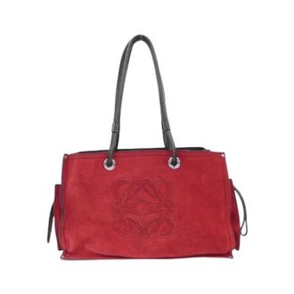 Loewe Pre-owned Tote Bags, female, Red, Size: ONE SIZE Pre-owned Suede Tote Bag
