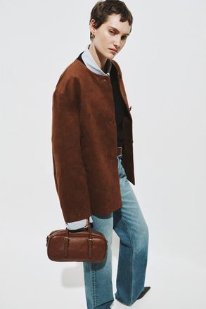 H&M Collarless Jacket in Brown at Nordstrom, Size Xx-Small