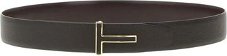 Tom Ford Stijlvolle Leren Riem met Opvallende Gesp - Heren - Riemen - Bruin - 115 CM - Accessoires