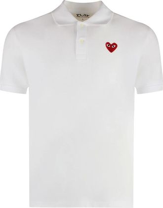 Comme Des Garçons Tops, Dames, Wit, XL, Katoen, Play Polo Shirt