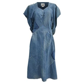 Comme Des Gar&ccedil;ons Comme Des Gar&ccedil;ons X Junya Watanabe Patchwork Midi Dress in Blue Cotton