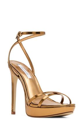 Steve Madden Juni Ankle Strap Platform Stiletto Sandal in Bronze at Nordstrom, Size 6.5