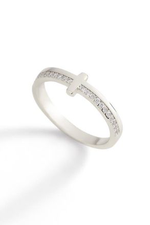 Mint & Lily Let God Be In Control Golden Cross Ring in Sterling Silver at Nordstrom, Size 6