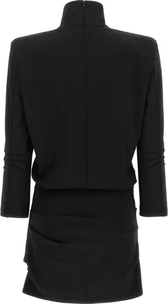 The Attico Viscose Mini with Asymmetrical Drapes Dress - Black