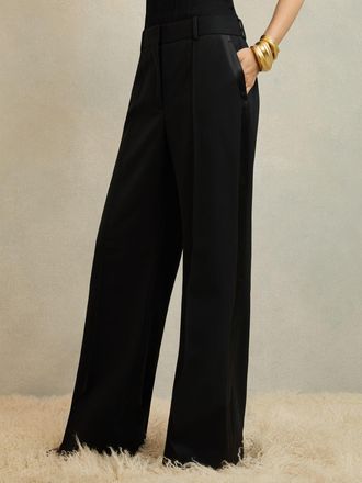Reiss Black Petite Atelier Wide-leg Tuxedo Trousers, 4