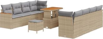 vidaXL Garden Sofa Set with Cushion 11 pcs Beige Poly rattan Vidaxl