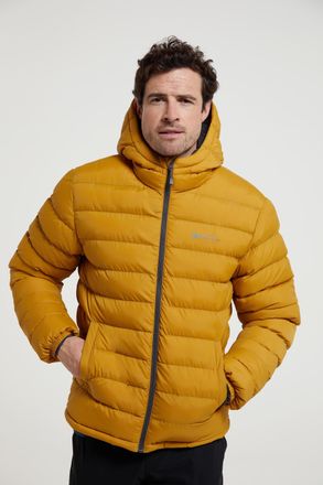 Mountain Warehouse Seasons Mens Padded Jacket with Side Pockets Fur Lined Water Resistant Coat Mustard Polyamide - Size X-Large