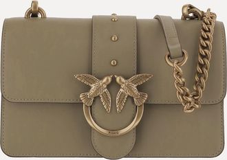 Pinko Womens Mini Bag Love One Green Calfskin Leather Shoulder