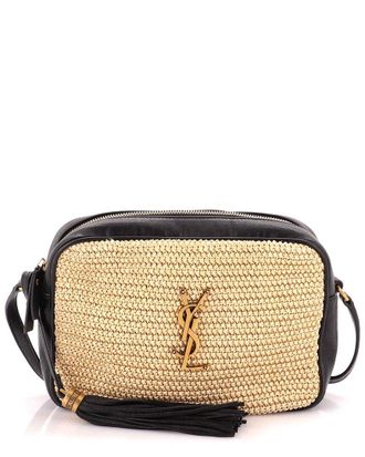 Saint Laurent Beige Woven Raffia Lou Camera Bag Small (Authentic Pre-Loved)