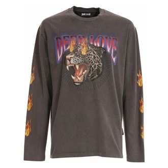 Roberto Cavalli Maglia a Maniche Lunghe con Stampa - - Tops - Uomo - Marrone - M