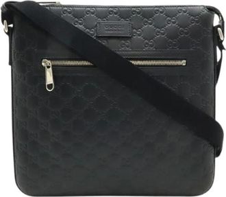 Gucci Pre-owned Vintage Leren Crossbodytas - Dames - Vintage Schoudertas - Zwart - ONE Size - Leer - Vintage