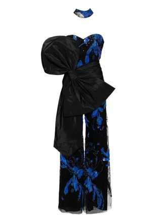 Saiid Kobeisy draped bow jumpsuit - Black