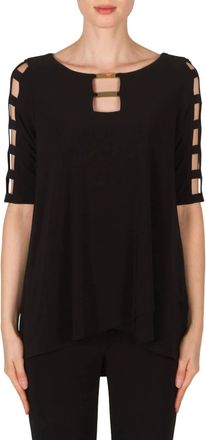 Joseph Ribkoff Cut Out Sleeve Top In Blue