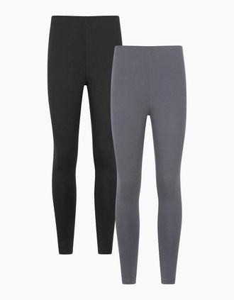 Mountain Warehouse Womens Mountain Warehouse Womens/Ladies Cotton Blend Leggings (Pack of 2) - Grey/Multi - Size: 10