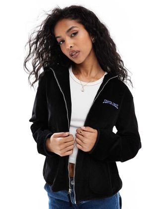 Santa Cruz Giacca con cappuccio nera con stampa di cuore sul retro-Nero