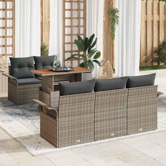 vidaXL Vidaxl - Conjunto De Sof&aacute; De Jard&iacute;n 6 Pcs Gris 100 X 55 X 73 Cm