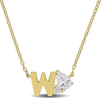 Mimi & Max 3/4ct TGW Created White Sapphire Q Initial Necklace Yellow Plated Sterling Silver