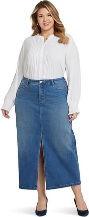 NYDJ Plus Size Long Skirt Womens Skirt Fairmont : 22W, Cotton/Denim/Elastane