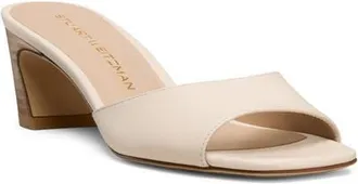 Stuart Weitzman Stassi Slide Sandal in Linen/New Camel at Nordstrom, Size 7.5