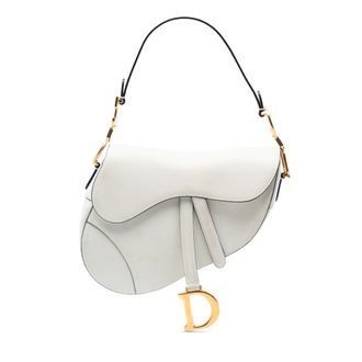 Dior Pre-owned Womens Grained Calfskin Saddle Bag - White Leather - One Size