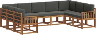 vidaXL Conjunto De Sof&aacute;s De Exterior 9 Uds. Natural Y Antracita Vidaxl