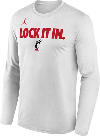 Nike Jordan Cincinnati 2026 On-Court Bench Nike Mens Dri-FIT College Long-Sleeve T-Shirt in White | M22284P870UNCN-WHT