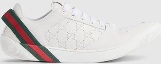 Gucci Mens Screener Sneaker, White, Leather