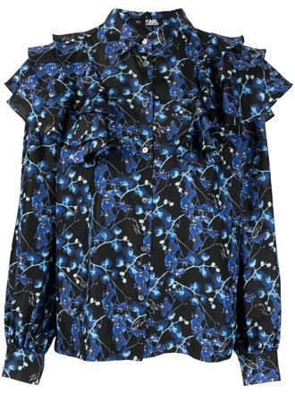 Karl Lagerfeld Orchid print silk shirt - women - Silk - 38 - Black