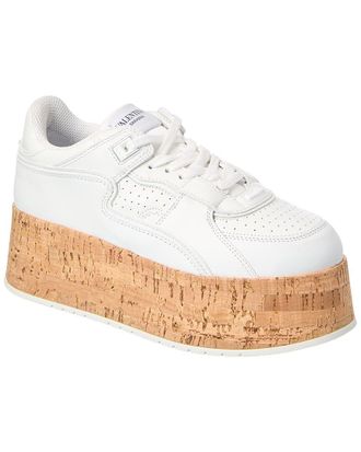 Valentino Freedots Xl Leather & Cork Platform Sneaker